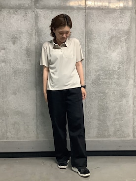 「TOKYO SHIRTS（トウキョウシャツ）の半袖ポロシャツ レディース（ビジネスシャツ、ベージュ系）」を使った、SHIRTS PLAZA 天神地下街店さん（メンズ・171cm）の春コーディネート