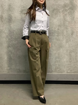 「アイテム（ビジネスシャツ）」を使った、SHIRTS PLAZA 天神地下街店さん（レディース・160cm）の秋コーディネート