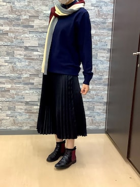 「H&M（エイチ・アンド・エム）のアイテム（スカート）」を使った、BRICK HOUSE by Tokyo Shirts 高松ゆめタウン店さん（レディース・158cm）の秋コーディネート