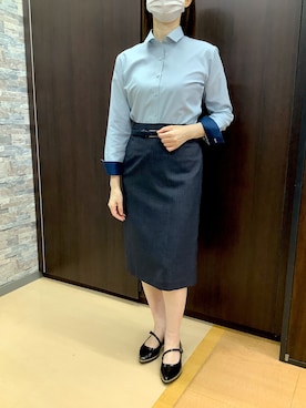 「アイテム（ビジネスシャツ）」を使った、BRICK HOUSE by Tokyo Shirts 高松ゆめタウン店さん（レディース・164cm）の秋コーディネート