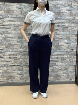 「アイテム（ビジネスシャツ、ホワイト系）」を使った、BRICK HOUSE by Tokyo Shirts 高松ゆめタウン店さん（レディース・158cm）の春コーディネート