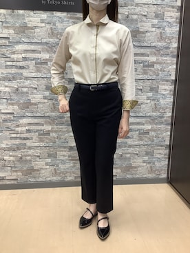 「アイテム（ビジネスシャツ）」を使った、BRICK HOUSE by Tokyo Shirts 高松ゆめタウン店さん（レディース・164cm）の秋コーディネート