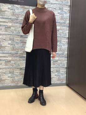 「H&M（エイチ・アンド・エム）のアイテム（スカート）」を使った、BRICK HOUSE by Tokyo Shirts 高松ゆめタウン店さん（レディース・158cm）の冬コーディネート