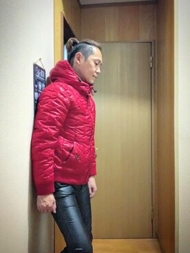 ダウンジャケット コートを使った 赤 のメンズ人気ファッションコーディネート Wear
