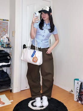 「アイテム（帽子）」を使った、ハヌルさん（レディース・165cm）の春コーディネート