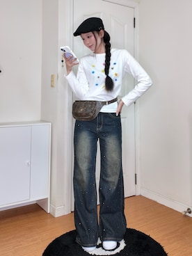 「アイテム（メイクアップ）」を使った、ハヌルさん（レディース・165cm）の春コーディネート