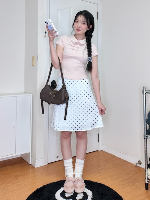 gossip!ロサンゼルス スカート ヴィンテージ風 ドット柄ミディスカート