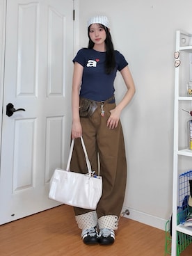 「アイテム（チーク）」を使った、ハヌルさん（レディース・165cm）の夏コーディネート