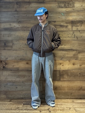 「XLARGE（エクストララージ）のXL REVERSIBLE MA-1（ブルゾン、その他）」を使った、山下 迅さん（メンズ・173cm）の秋コーディネート
