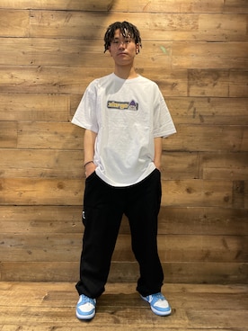 「XLARGE（エクストララージ）のBAKER WORK PANTS（その他パンツ、ブラック系）」を使った、山下 迅さん（メンズ・173cm）の夏コーディネート