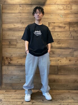「XLARGE（エクストララージ）のPAINTER PANTS（その他パンツ、ホワイト系）」を使った、山下 迅さん（メンズ・173cm）の夏コーディネート