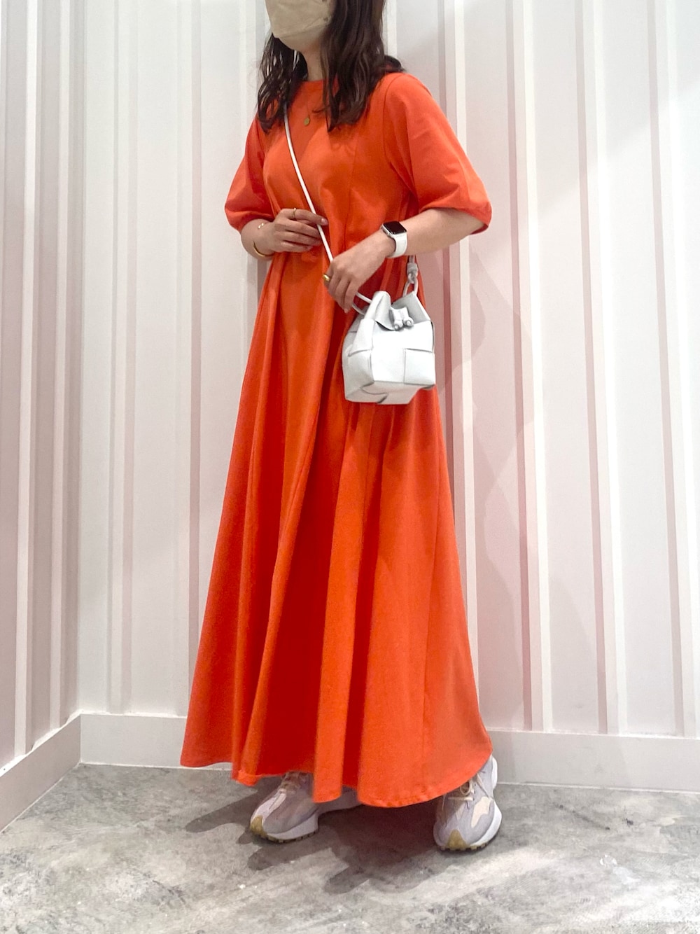 オレンジ パフスリーブ マキシドレス Select Shop 【ドレス2点セット】ジャガードパフスリーブドレス