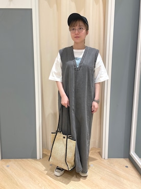 「Samansa Mos2 blue（サマンサモスモスブルー）のアイテム（キャップ）」を使った、堀川さんさん（レディース・146cm）の春コーディネート