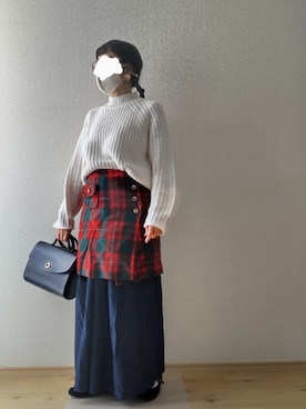 「チェック柄に恋してる」｜「アイテム（バレエシューズ）」を使った、うるま　ひいろさん（レディース・152cm）の冬コーディネート