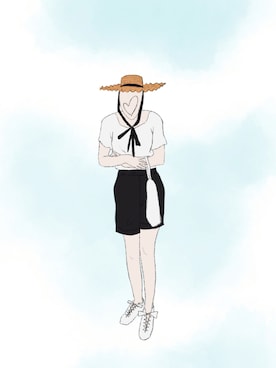 「美術館」｜「アイテム（Tシャツ/カットソー）」を使った、アンナさん（レディース・157cm）の夏コーディネート