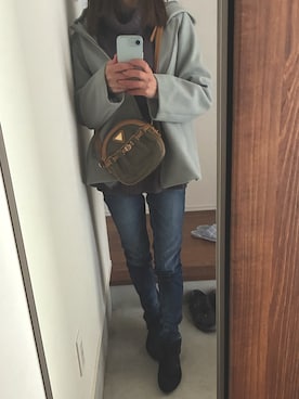 「アイテム（ノーカラーコート）」を使った、miho678さん（レディース・153cm）の冬コーディネート