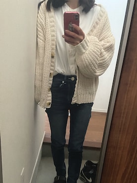 「アイテム（その他アウター、ホワイト系）」を使った、miho678さん（レディース・153cm）の冬コーディネート