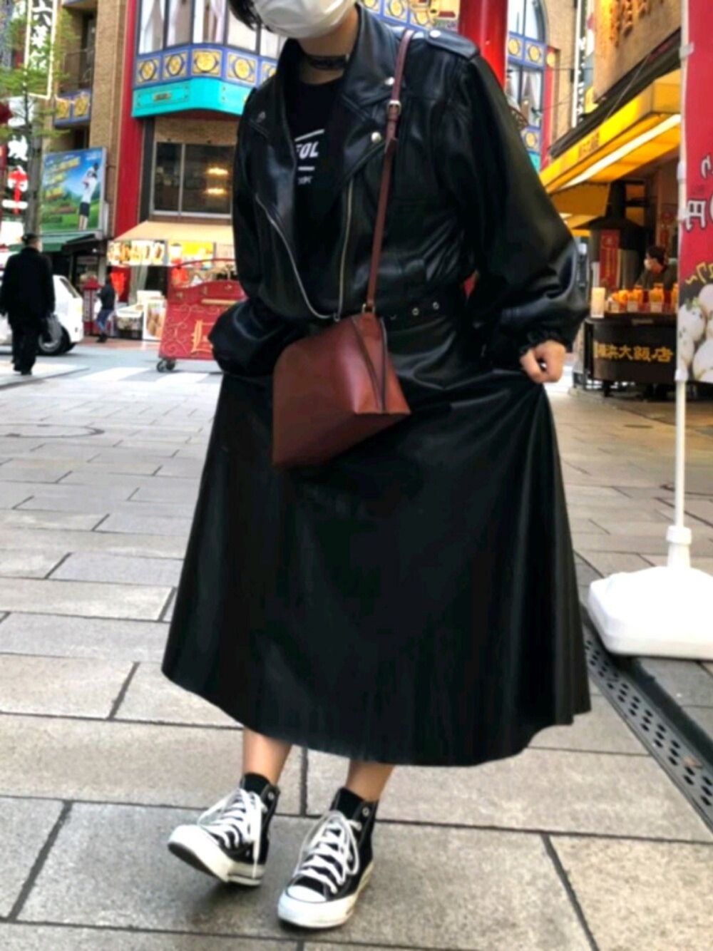 「デートスタイル（WOMEN）、秋服準備はじめました、ライダースジャケット、大人ガーリー、ブラックコーデ、だから秋服が好き」｜「jouetieのボリュームスリーブライダース（ライダースジャケット、ブラック系）」を使った、nimotamoさん（レディース・150cm）の秋コーディネートの1枚目の写真