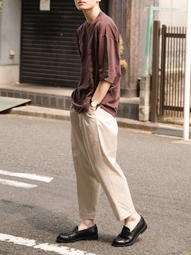 「nowm（ノウム）のアイテム（トップス）」を使った、ponさん（メンズ・168cm）の夏コーディネート
