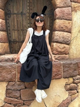 「ディズニー」｜「アイテム（オールインワン・サロペット）」を使った、YuRiさん（レディース・158cm）の夏コーディネート