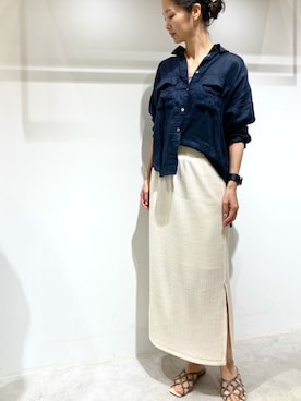「TITE IN THE STORE（ティテ　インザ　ストア）のアイテム（シャツ/ブラウス、ブルー系）」を使った、kaori829ohbaさん（レディース・170cm）の夏コーディネート