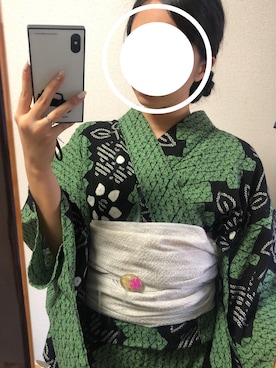 「アイテム（浴衣、グリーン系）」を使った、chinachikiiiiさん（レディース・154cm）の夏コーディネート