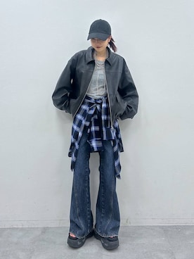 「アイテム（ブルゾン）」を使った、migeruさん（レディース・160cm）の夏コーディネート