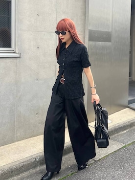 「PAGEBOY（ページボーイ）のハトメミュールサンダル（サンダル、ブラック系）」を使った、migeruさん（レディース・160cm）の春コーディネート