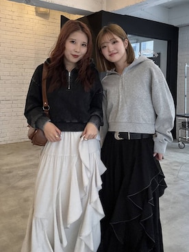 「アイテム（スカート、ベージュ系）」を使った、migeruさん（レディース・160cm）の冬コーディネート