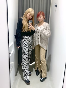 「PAGEBOY（ページボーイ）のケーブルVネックカーディガン（ニット/セーター）」を使った、migeruさん（レディース・160cm）の秋コーディネート