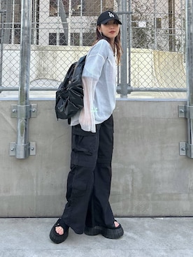 「アイテム（キャップ）」を使った、migeruさん（レディース・160cm・20代）の春コーディネート