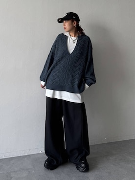 「アイテム（スラックス）」を使った、migeruさん（レディース・160cm・20代）の秋コーディネート