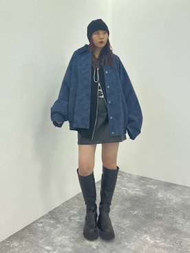 「PBLIM（ページボーイリム）の《UNISEX》ソフトスウェードブルゾン（ブルゾン）」を使った、migeruさん（レディース・160cm）の秋コーディネート