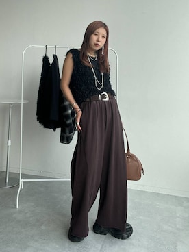 「PAGEBOY（ページボーイ）のサイドタックルーズウラケパンツ/イージーパンツ【4color・2size】（スウェットパンツ）」を使った、migeruさん（レディース・160cm）の秋コーディネート