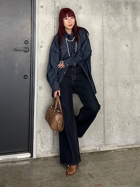 「PAGEBOY（ページボーイ）のミニボストンBAG（ボストンバッグ、ブラウン系）」を使った、migeruさん（レディース・160cm）の冬コーディネート