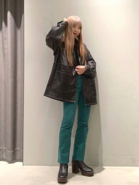 「PAGEBOY（ページボーイ）のビスチェライクレイヤードプルオーバー（ニット/セーター）」を使った、migeruさん（レディース・160cm）の秋コーディネート