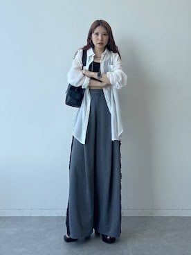 「PAGEBOY（ページボーイ）の【接触冷感/イージーケア】クルケアシアーシャツ（シャツ/ブラウス、ホワイト系）」を使った、migeruさん（レディース・160cm）の春コーディネート