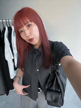 「PAGEBOY（ページボーイ）のヴィンテージバックルベルト（ベルト、ブラック系）」を使った、migeruさん（レディース・160cm）の春コーディネート