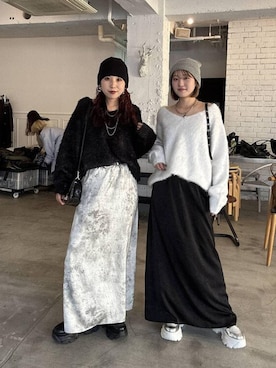 「PAGEBOY（ページボーイ）のサテンナロースカート 【ウエストゴム・ストレスフリー】（スカート）」を使った、migeruさん（レディース・160cm）の秋コーディネート