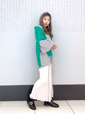 「メロートップス」｜「アイテム（ローファー）」を使った、migeruさん（レディース・160cm）の春コーディネート