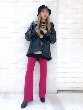 「PBLIM（ページボーイリム）のPAGEBOYLIM/ロゴ刺繍バケットハット2（ハット）」を使った、migeruさん（レディース・160cm）の秋コーディネート