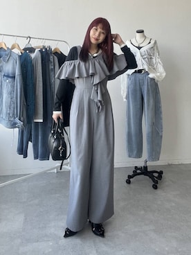 「PAGEBOY（ページボーイ）のハートマンテルネックレス3（ネックレス、ブラック系）」を使った、migeruさん（レディース・160cm）の春コーディネート