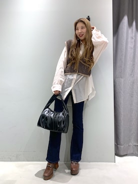 「JEANASIS（ジーナシス）のアイテム（ローファー）」を使った、migeruさん（レディース・160cm）の秋コーディネート