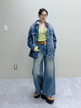 「PAGEBOY」｜「アイテム（デニムジャケット）」を使った、migeruさん（レディース・160cm）の冬コーディネート