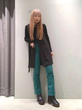 「PAGEBOY（ページボーイ）のビスチェライクレイヤードプルオーバー（ニット/セーター）」を使った、migeruさん（レディース・160cm）の秋コーディネート