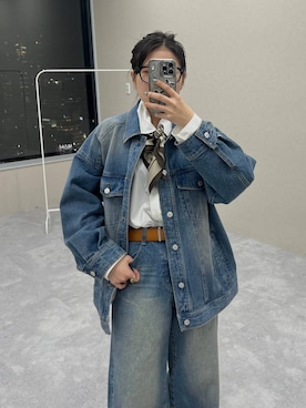 「PAGEBOY」｜「アイテム（デニムジャケット）」を使った、migeruさん（レディース・160cm）の冬コーディネート