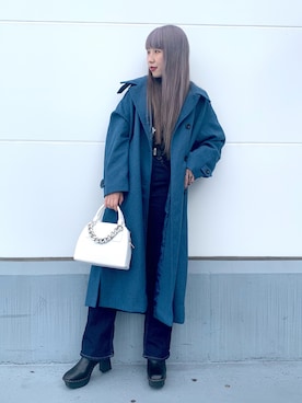 「カラーコート」｜「アイテム（チェスターコート）」を使った、migeruさん（レディース・160cm）の冬コーディネート