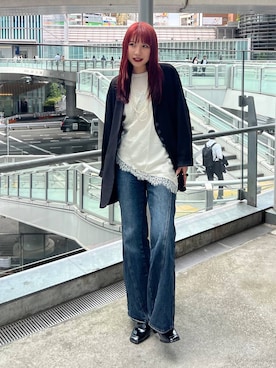 「PAGEBOY（ページボーイ）のヴィンテージバックルベルト（ベルト、ブラック系）」を使った、migeruさん（レディース・160cm）の春コーディネート