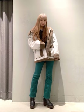 「PAGEBOY（ページボーイ）のビスチェライクレイヤードプルオーバー（ニット/セーター）」を使った、migeruさん（レディース・160cm）の秋コーディネート