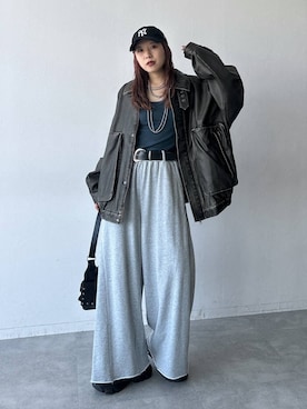 「PAGEBOY（ページボーイ）のサイドタックルーズウラケパンツ/イージーパンツ【4color・2size】（スウェットパンツ）」を使った、migeruさん（レディース・160cm・20代）の秋コーディネート